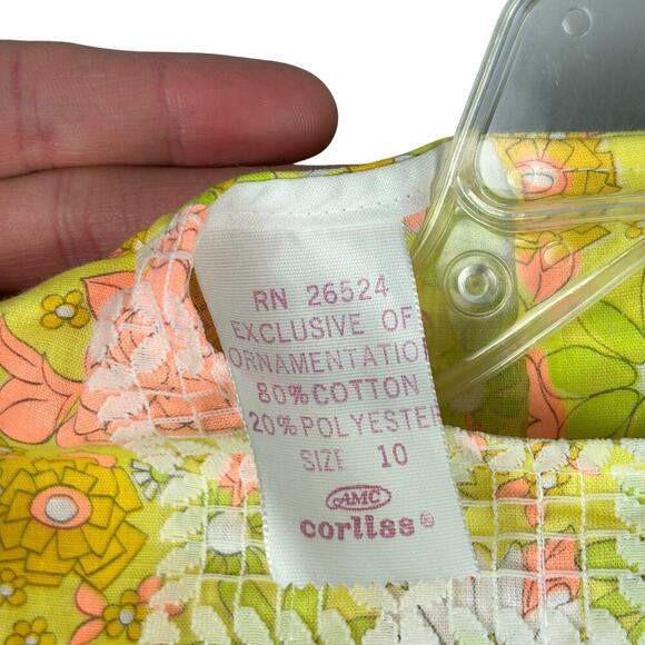 Deadstock Flower Power 1970s Pastel Puff Sleeve Maxi Dress S - Picture 5 of 5